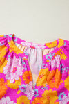 KaleaBoutique Floral Print Flounce Sleeve Notched Neck Blouse - KaleaBoutique.com