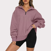 Women's Half-Zip Drop-Shoulder Pullover Sweatshirt - KaleaBoutique.com