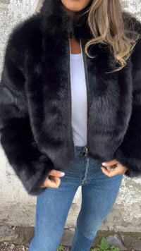KaleaBoutique Women's Faux-Fur Stand-Collar Zip Jacket - KaleaBoutique.com