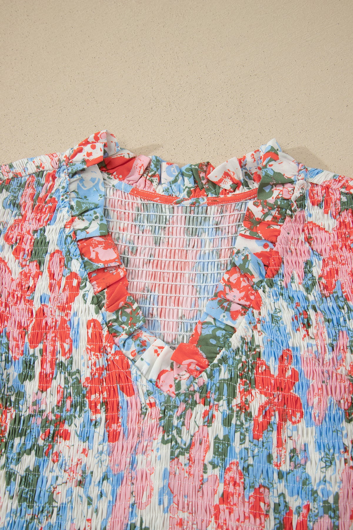 KaleaBoutique Comfortable Floral Print V Neck Contrast Trim Flutter Sleeve Long Dress - KaleaBoutique.com