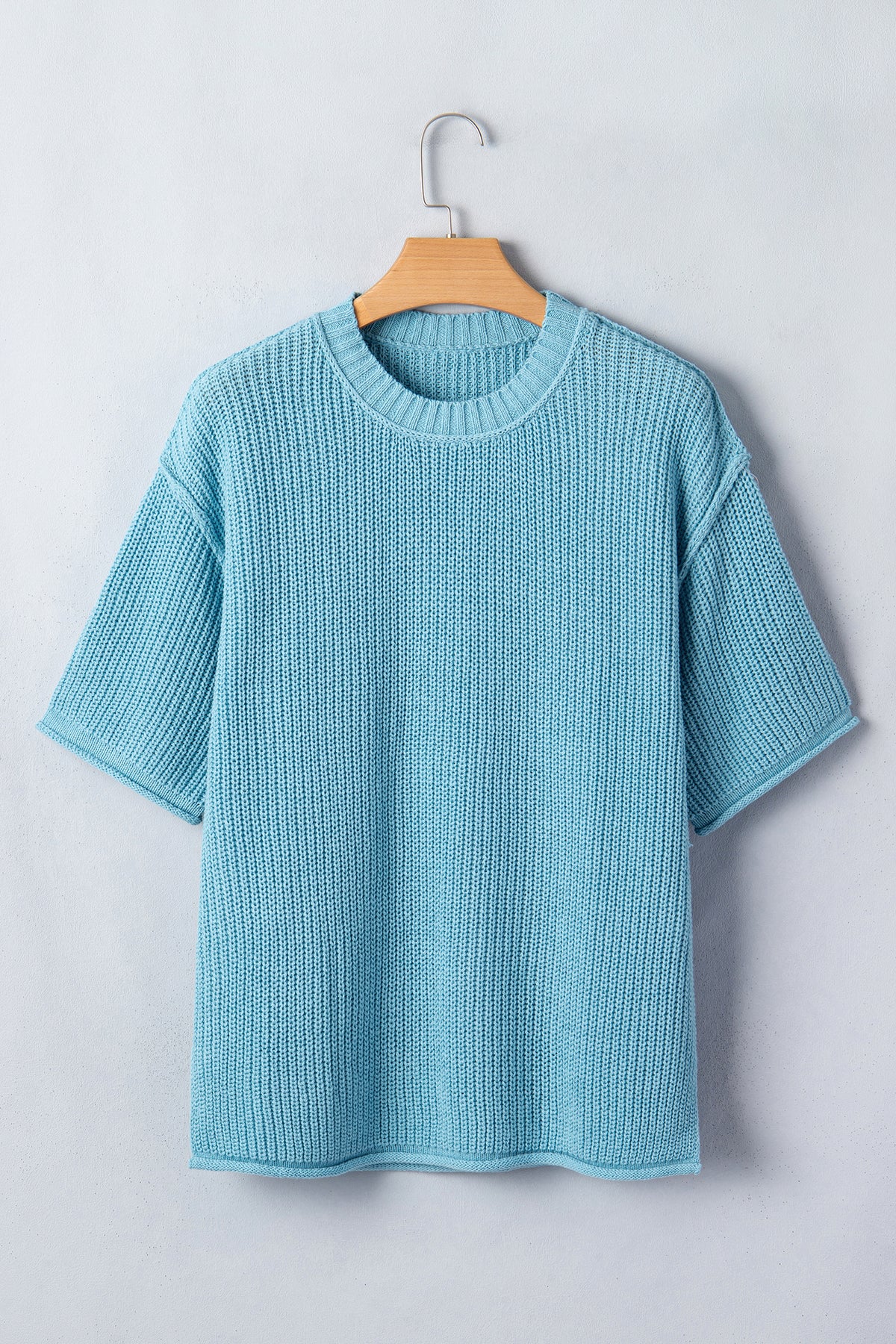 KaleaBoutique Comfortable Exposed Seam Detail Half Sleeve Loose Sweater - KaleaBoutique.com