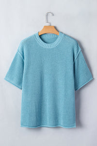 KaleaBoutique Comfortable Exposed Seam Detail Half Sleeve Loose Sweater - KaleaBoutique.com