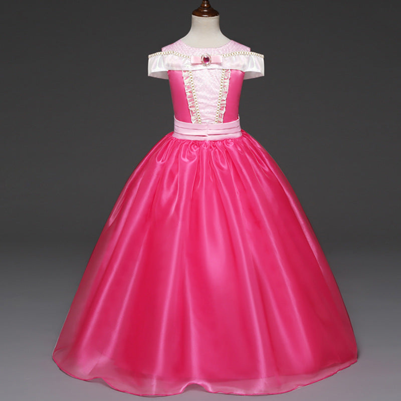 Princess Dress Inserted Beads Bright Silk Performance Dress - KaleaBoutique.com
