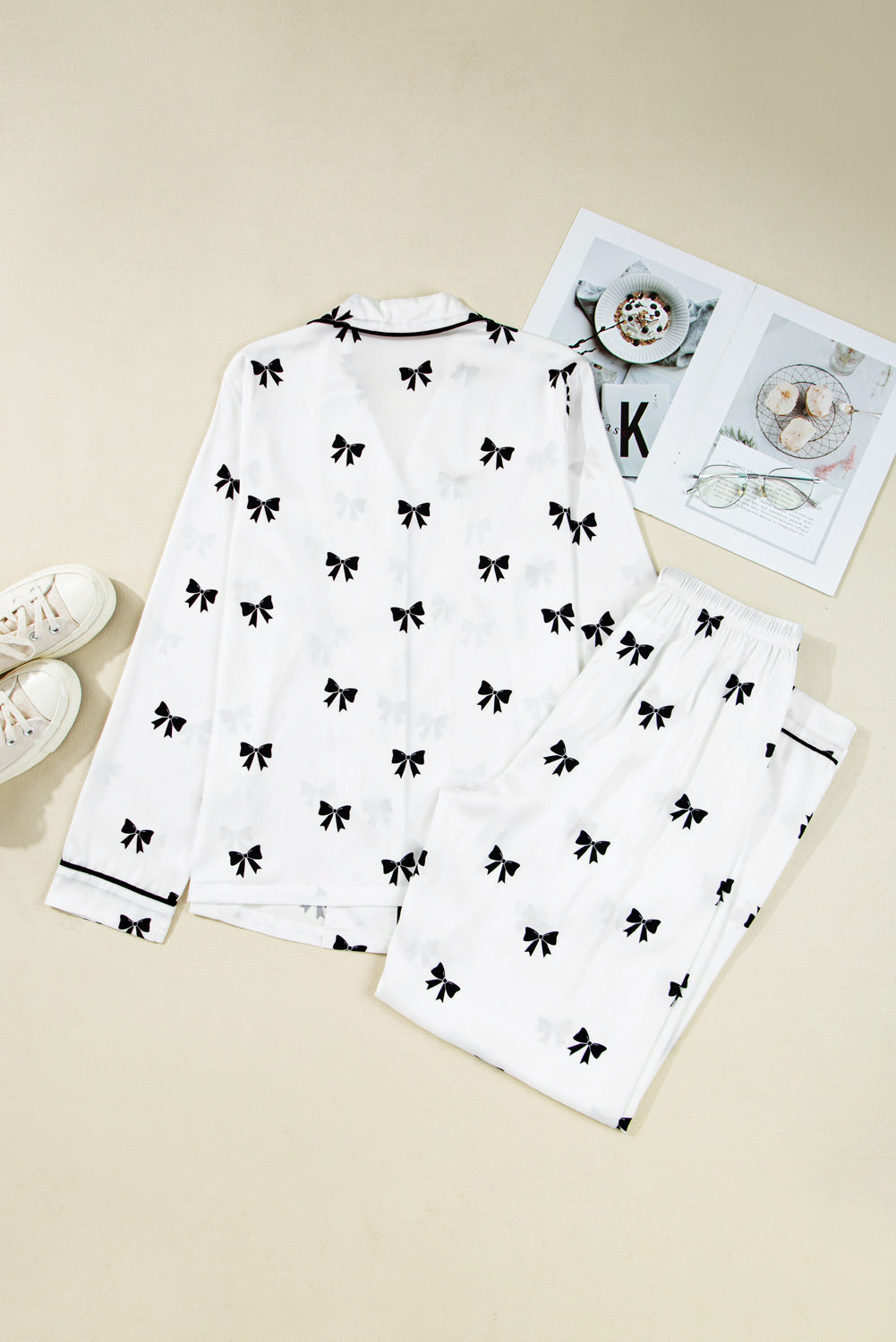KaleaBoutique Comfortable Bows Print Two Piece Sleepwear - KaleaBoutique.com