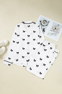 KaleaBoutique Comfortable Bows Print Two Piece Sleepwear - KaleaBoutique.com