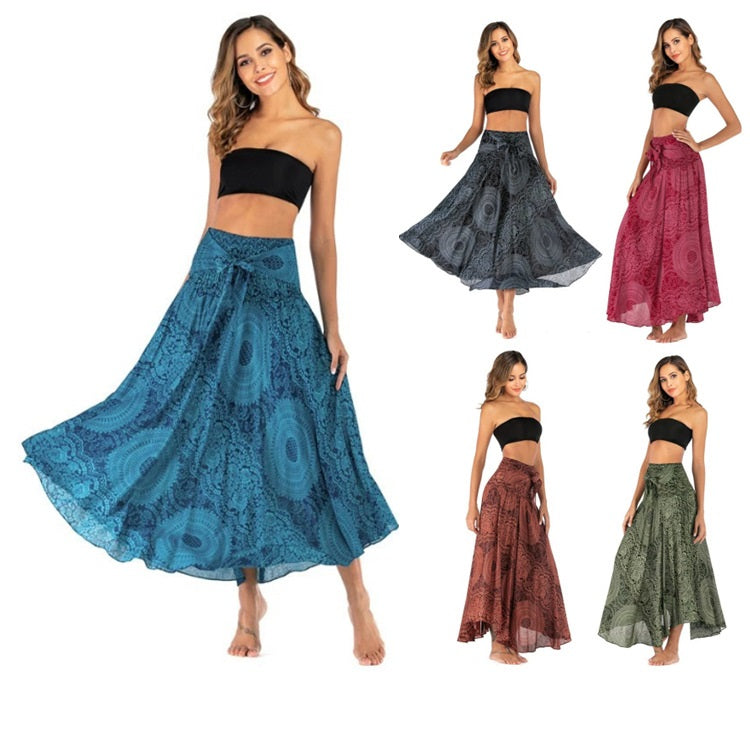 Women's Boho Print Two Ways to Wear Swing Maxi Skirt - KaleaBoutique.com