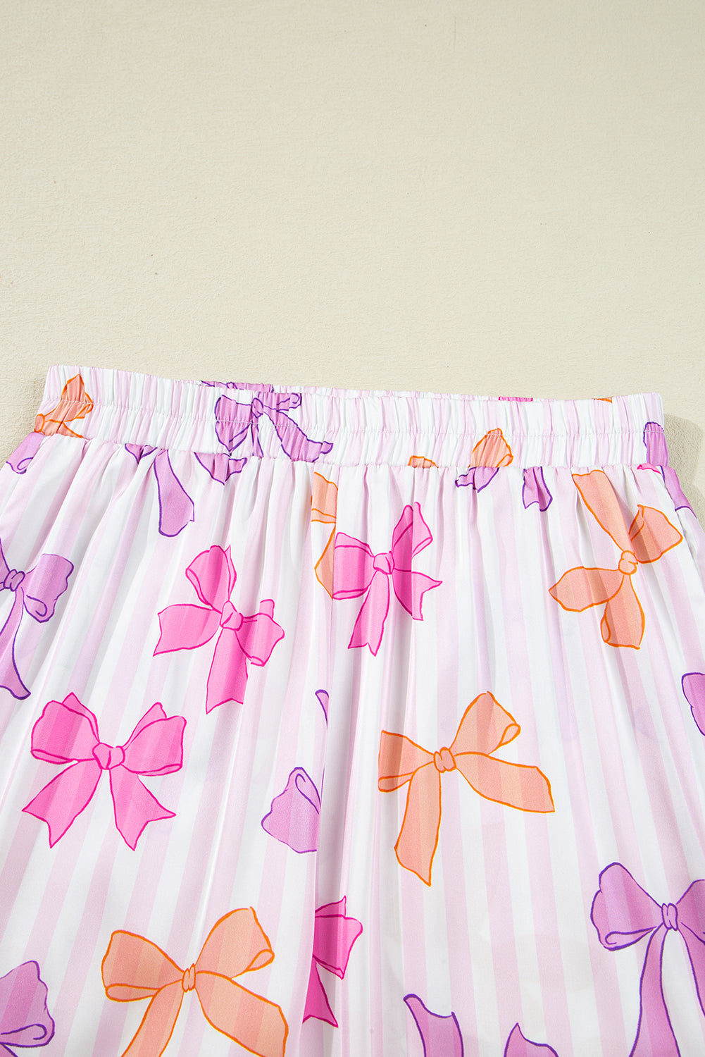 KaleaBoutique Stylish Striped Bow Print Contrast Piping Trim Shirt and Pants 2pcs Pajama Set - KaleaBoutique.com