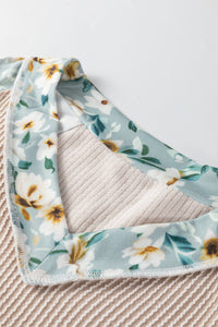 KaleaBoutique Stylish Ribbed Floral Contrast Patchwork Long Sleeve Top - KaleaBoutique.com
