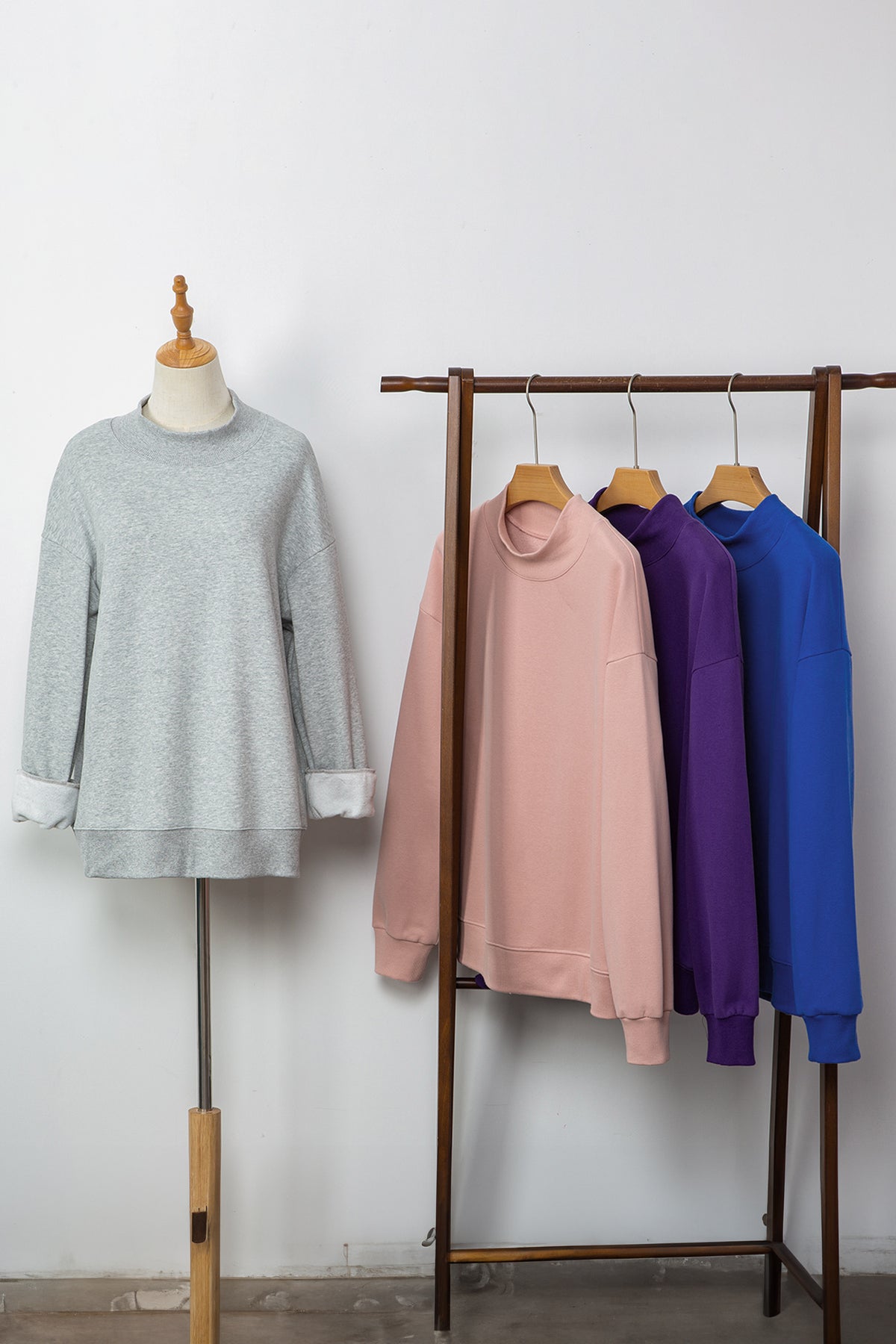 Solid Color Oversized Mock Neck Sweatshirt - KaleaBoutique.com
