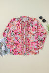 KaleaBoutique Floral Print Ruffled Stitch Buttoned Loose Fit Shirt - KaleaBoutique.com