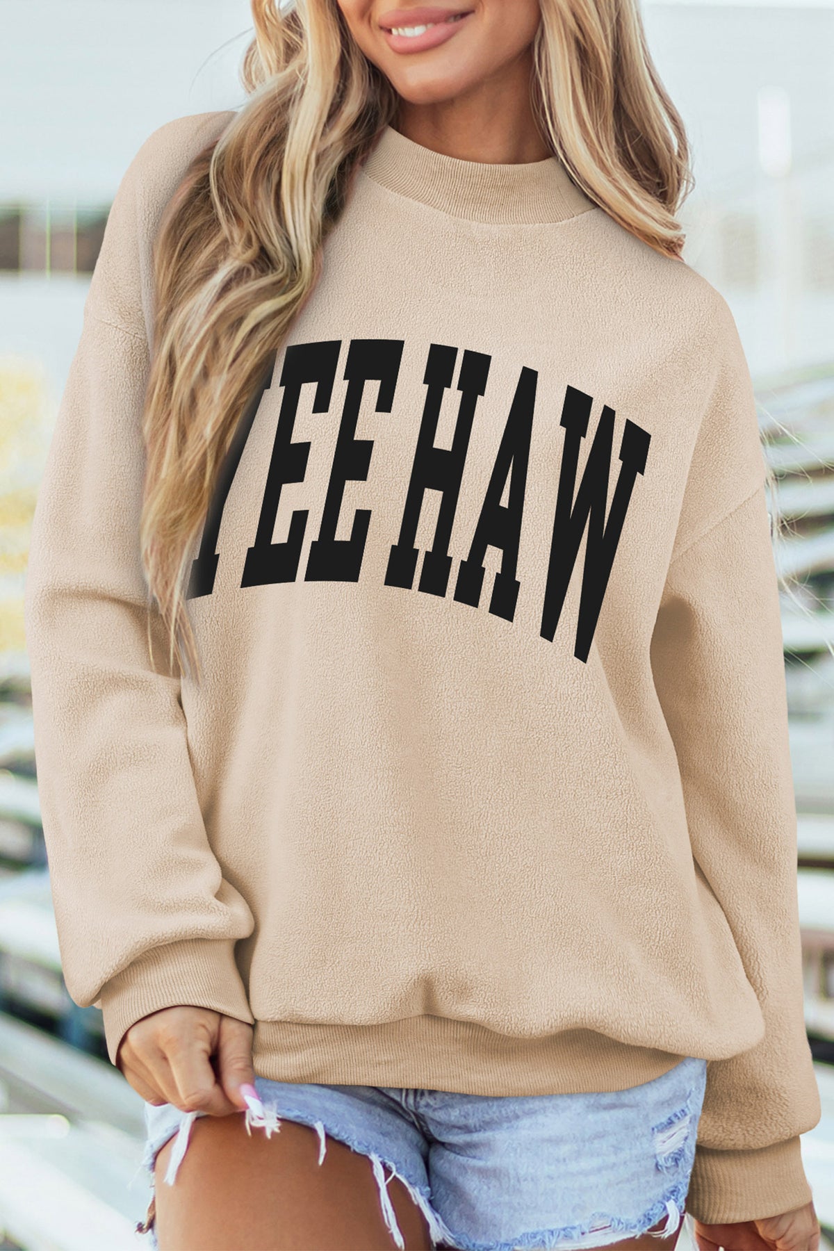 KB Apricot Howdy Yeehaw Reversible Western Sweatshirt - KaleaBoutique.com