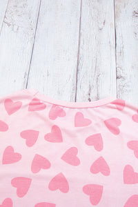 KaleaBoutique Comfortable Valentine Heart Shape Print Long Sleeve Top Shorts Lounge Set - KaleaBoutique.com