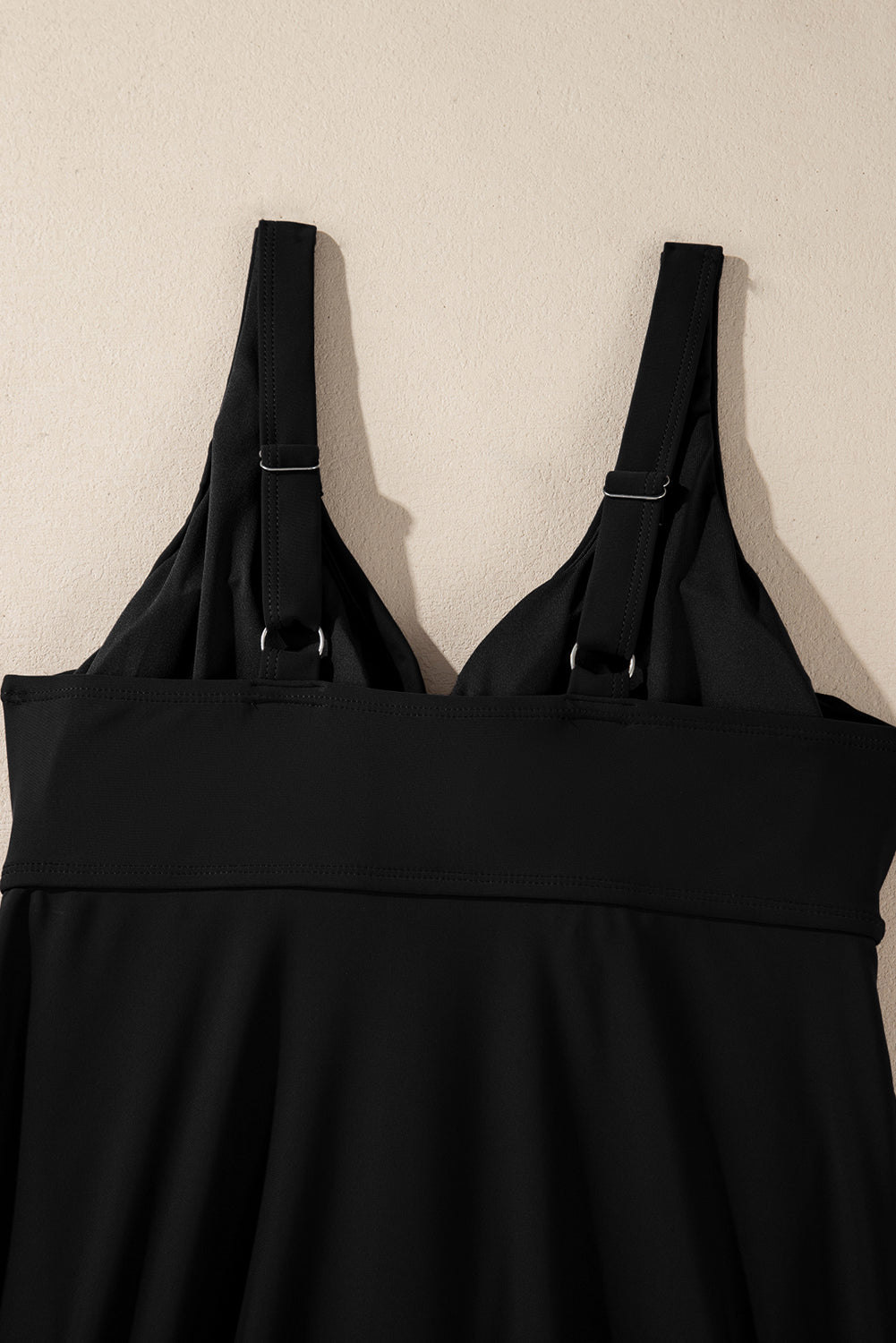 Crossed V Neck Adjustable Strap Babydoll Tankini Top - KaleaBoutique.com