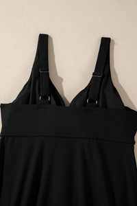 Crossed V Neck Adjustable Strap Babydoll Tankini Top - KaleaBoutique.com