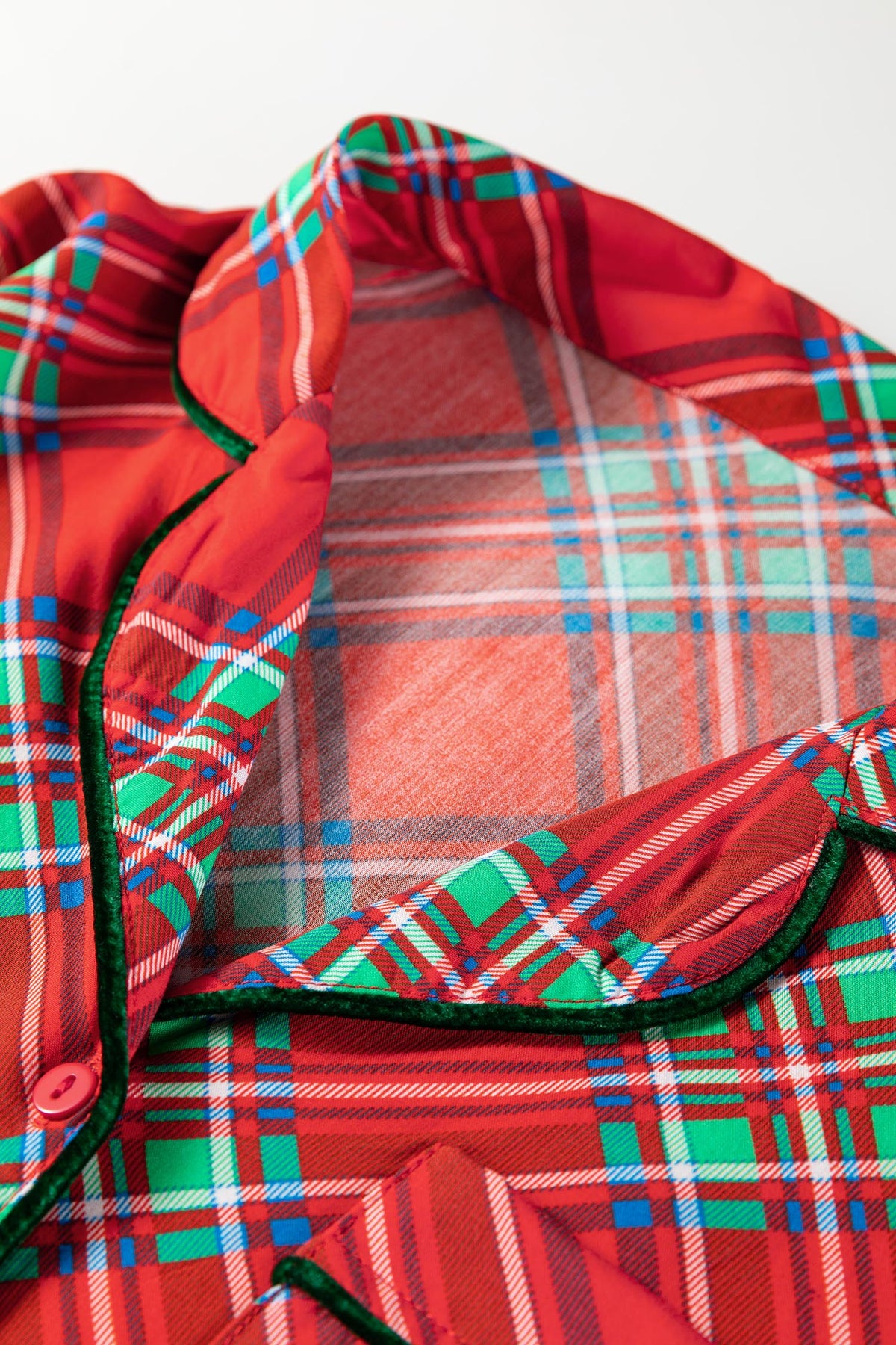 KaleaBoutique Comfortable Christmas Plaid Satin Pajama Set with Contrast Velvet Ties - KaleaBoutique.com