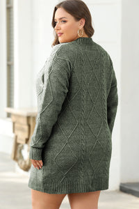 KaleaBoutique Comfortable Cable Knit Drop Shoulder Loose Fit Sweater Dress - KaleaBoutique.com