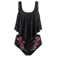 Women's Flounce Top and Floral High-Waisted 2 PC Bikini Set - KaleaBoutique.com