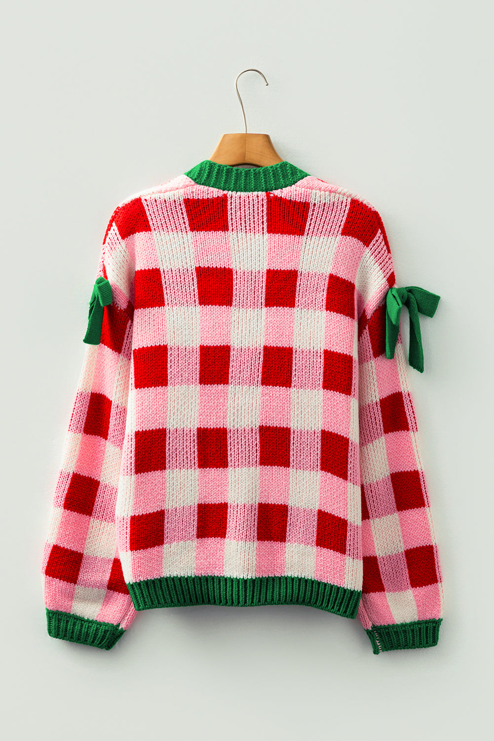 KaleaBoutique Comfortable Plaid Knit Bow Knot Decor Open Front Sweater Cardigan - KaleaBoutique.com