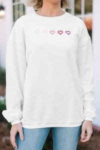 3d Ribbed XOXO Heart Embroidered Drop Shoulder Sweatshirt - KaleaBoutique.com
