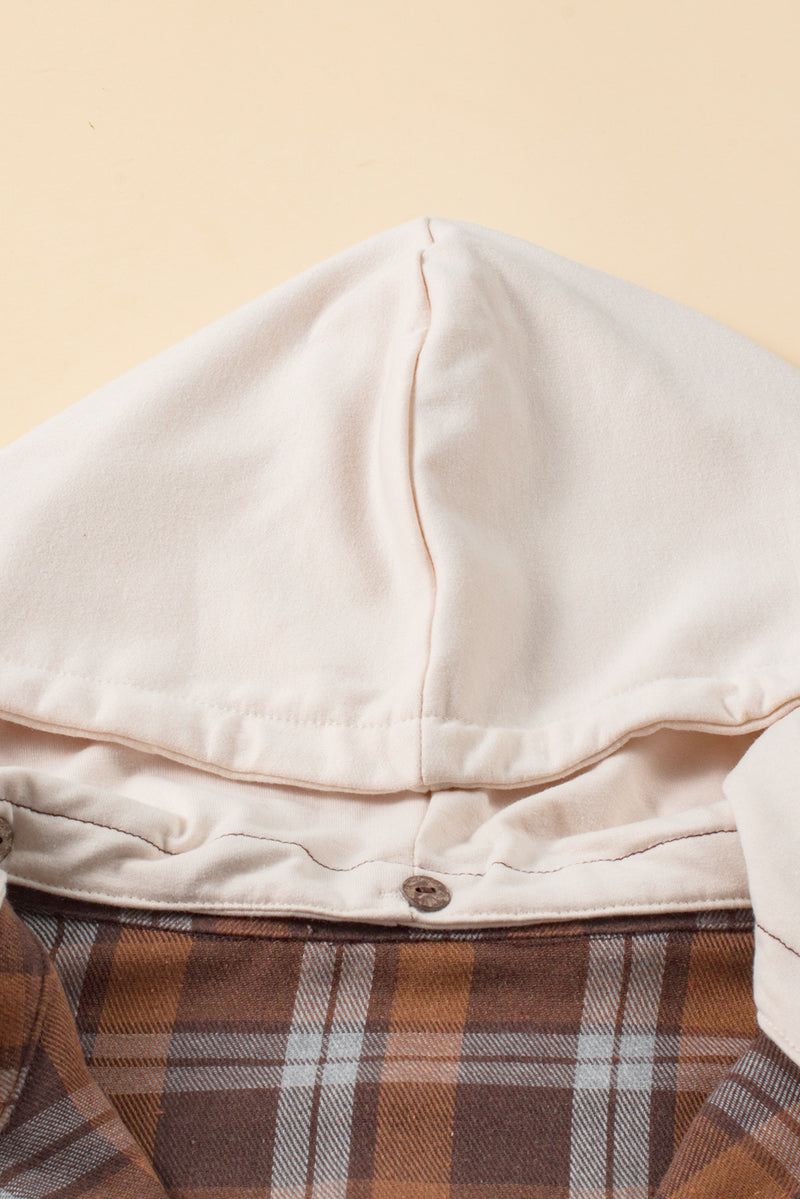 KaleaBoutique Plus Size Plaid Contrast Button Up Hooded Jacket - KaleaBoutique.com