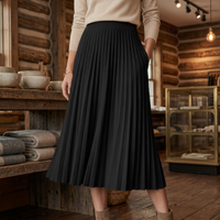 Women's Pleated Knit A-Lined Flared Midi Skirt - KaleaBoutique.com