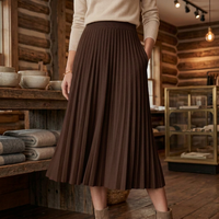 Women's Pleated Knit A-Lined Flared Midi Skirt - KaleaBoutique.com