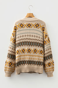 KaleaBoutique Stylish Western Pattern Knitted Button V Neck Cardigan Sweater - KaleaBoutique.com
