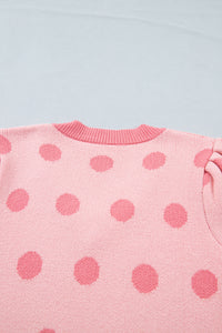 KaleaBoutique Comfortable Polka Dot Puff Short Sleeve Sweater Top - KaleaBoutique.com
