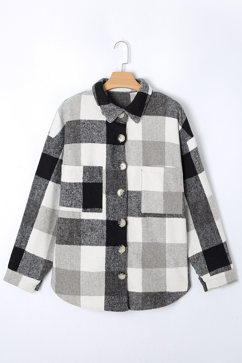 Plus Size Checkered Button-Up Shacket - KaleaBoutique.com