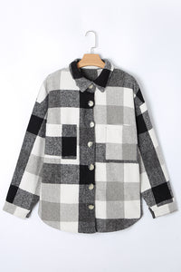 Plus Size Checkered Button-Up Shacket - KaleaBoutique.com