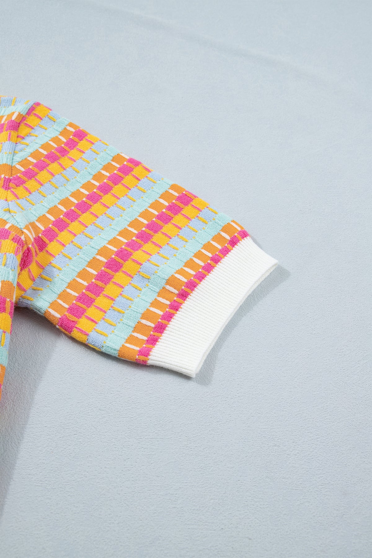 KaleaBoutique Stylish Abstract Striped Knit Short Sleeve Sweater - KaleaBoutique.com