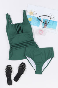 KaleaBoutique Stylish Comfortable Ruched U Neck Ribbed Tankini - KaleaBoutique.com