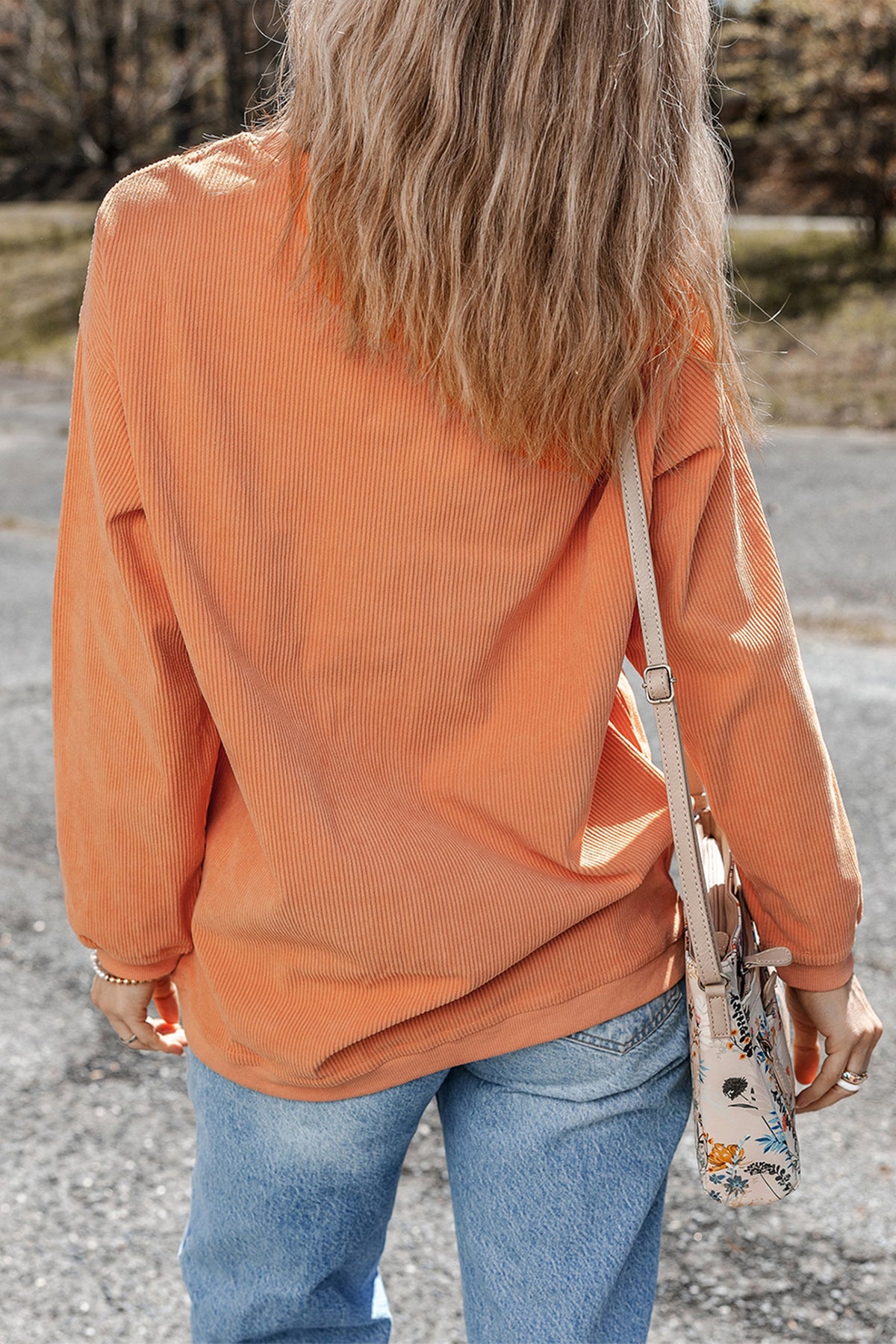 Orange Patchwork Pumpkin Corduroy Ribbed Halloween Tunic Sweatshirt - KaleaBoutique.com