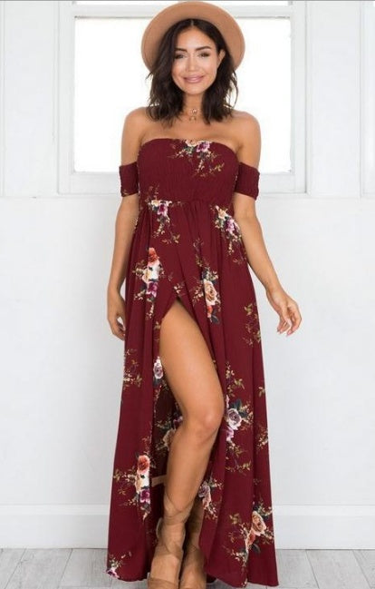Boho style long dress women Off shoulder beach summer dresses - KaleaBoutique.com