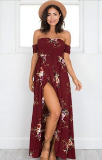 Boho style long dress women Off shoulder beach summer dresses - KaleaBoutique.com