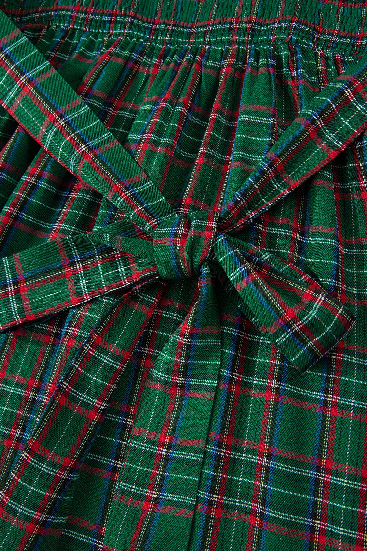 Tartan Plaid Square Neck Puff Sleeve Knot Waist Flared Midi Dress - KaleaBoutique.com
