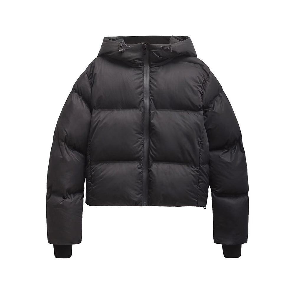 Women’s Black Hooded Jacket with Zipper Pockets - KaleaBoutique.com