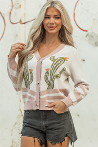KaleaBoutique Stylish Desert Cactus Buttoned Front Sweater Cardigan - KaleaBoutique.com