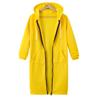 Women's Longline Full-Zip Hooded Sweatshirt with Pockets - KaleaBoutique.com
