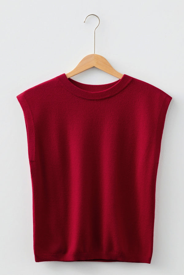 KaleaBoutique Comfortable Solid Color Crew Neck Knit Cap Sleeve Sweater - KaleaBoutique.com
