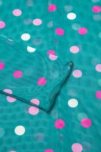 KaleaBoutique Stylish Polka Dot Patterned Bodycon Mock Neck Mesh Long Sleeve Top - KaleaBoutique.com