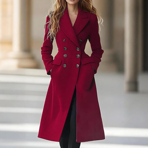 Double Breasted Long Women's Coat Fashion Reversible Woolen Jacket - KaleaBoutique.com