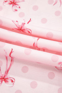 KaleaBoutique Stylish Bow Print Contrast Pipping Short Pajamas Set - KaleaBoutique.com