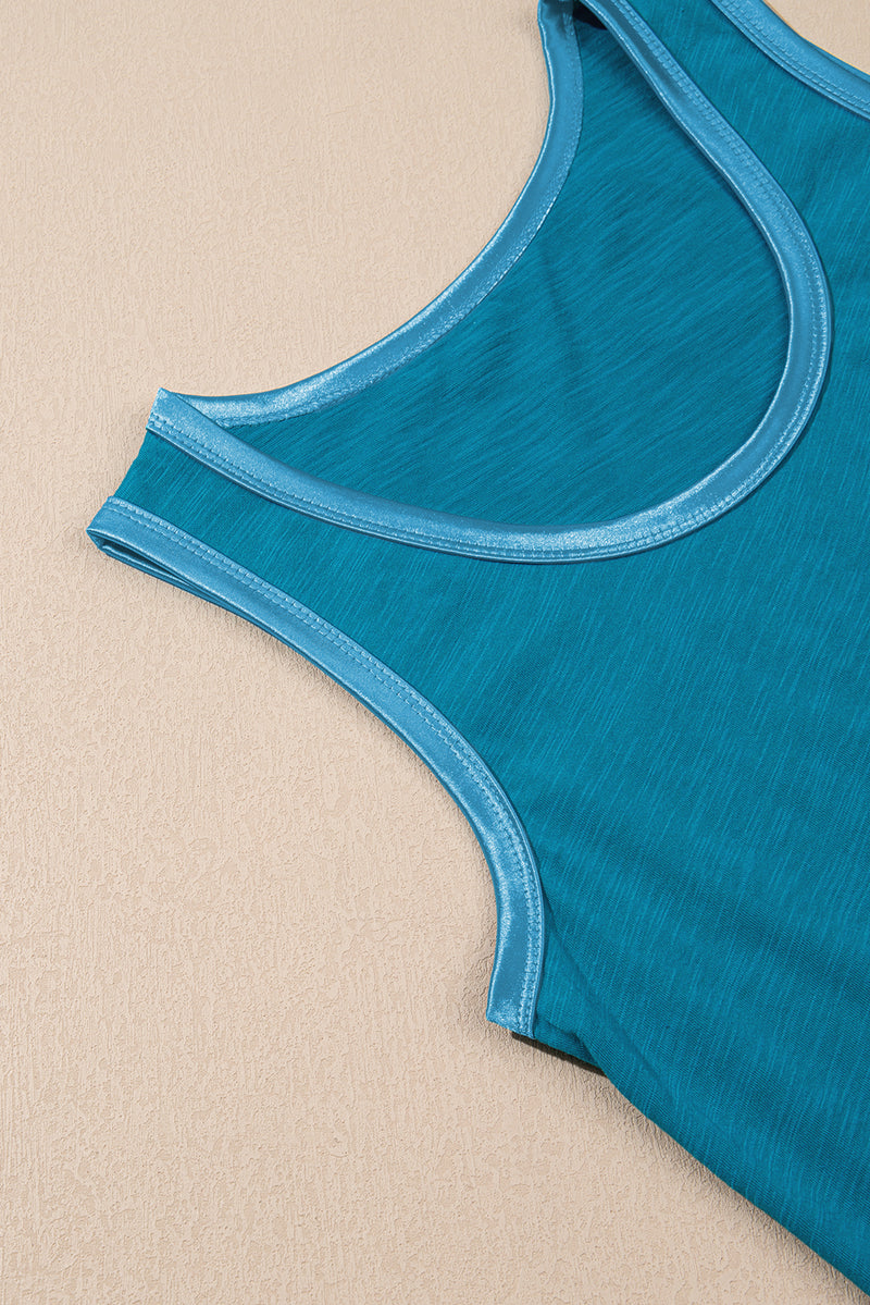 KaleaBoutique Metallic Sheen Edge Scoop Neck Tank Top - KaleaBoutique.com