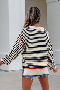 Ribbed Trim Drop Shoulder Oversized Sweater - KaleaBoutique.com