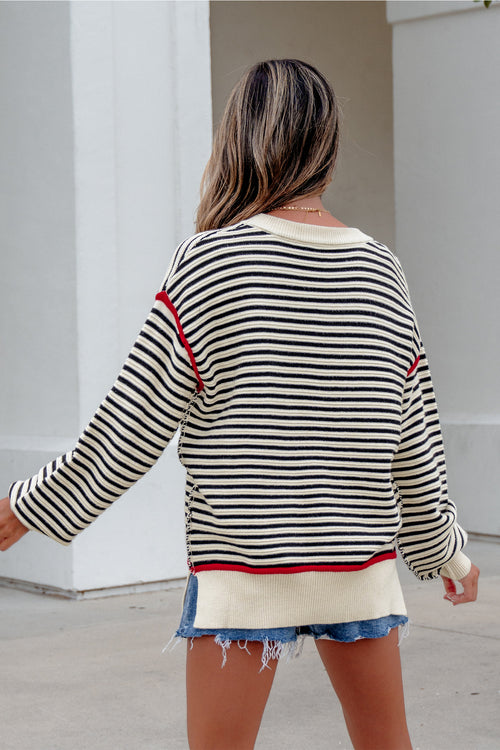 Ribbed Trim Drop Shoulder Oversized Sweater - KaleaBoutique.com