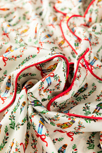 KaleaBoutique Stylish Nutcracker Print Contrast Trim Tied up Bow Silky 2pcs Pajama Set - KaleaBoutique.com