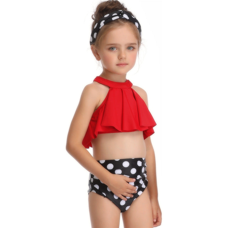 Women's and Girls' Matching Ruffle-Halter High-Waisted Bikini Sets - KaleaBoutique.com