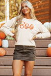 KaleaBoutique Boo Knitted Pattern Ribbed Edge Drop Shoulder Sweater - KaleaBoutique.com
