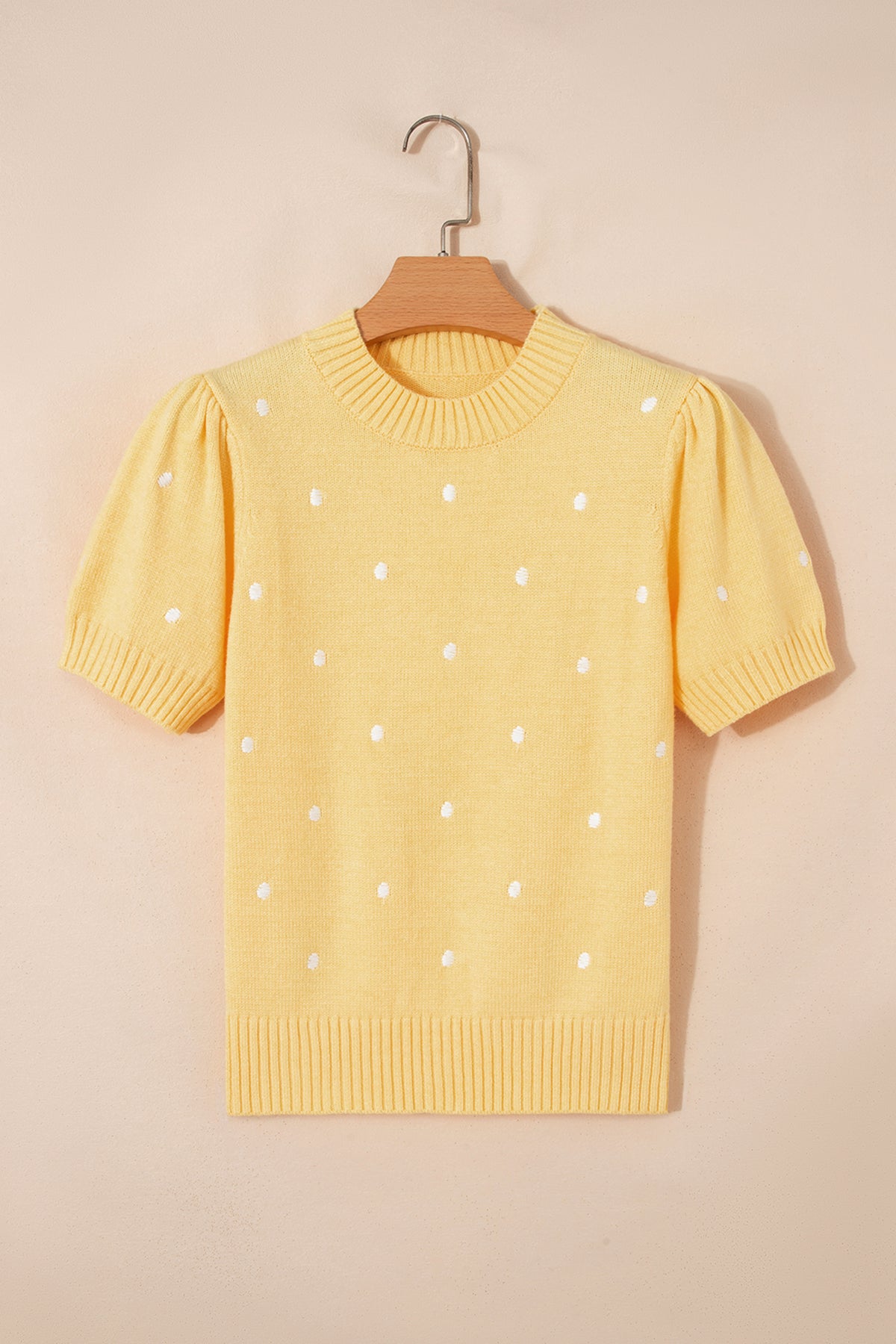 KaleaBoutique Comfortable Elegant Polka Dot Bubble Short Sleeve Sweater - KaleaBoutique.com